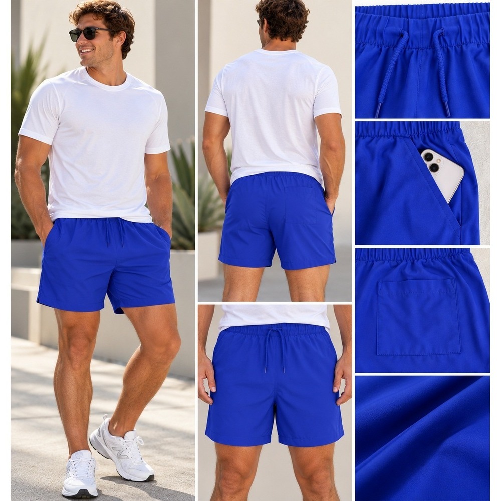 Woven Athletic Shorts Mens L Blue NWT Gym Athleisure Summer